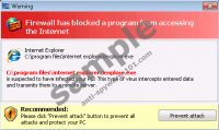 Firewall has blocked a program from accessing the internet System Alert