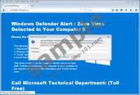 Fake Windows Defender Alert: Zeus Virus